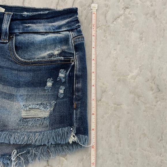 BKE Dark Blue Frayed Jean Shorts - Picture 6 of 7